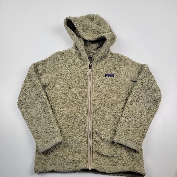 Patagonia Beige Sherpa Hoodie Jacket Size Large Full Zip - Picture 1 of 12